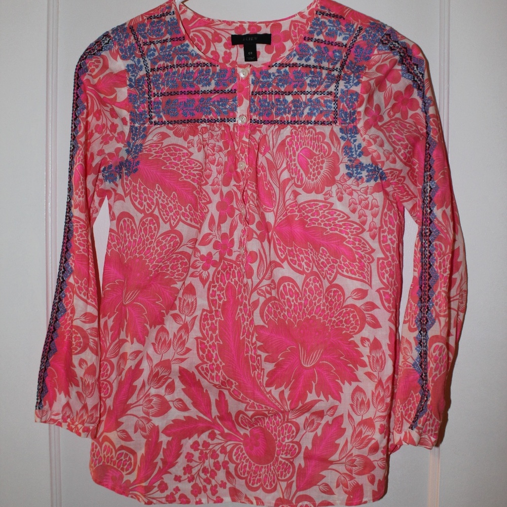 j crew embroidered top size 00